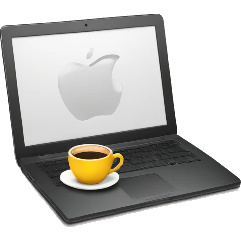 laptop with cup of coffe emoji