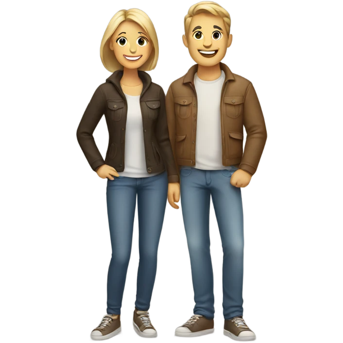 smiling couple in casual attire emoji