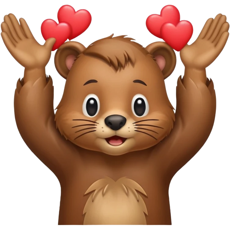 Beaver with hands over his head and hearts coming out of his hands  emoji