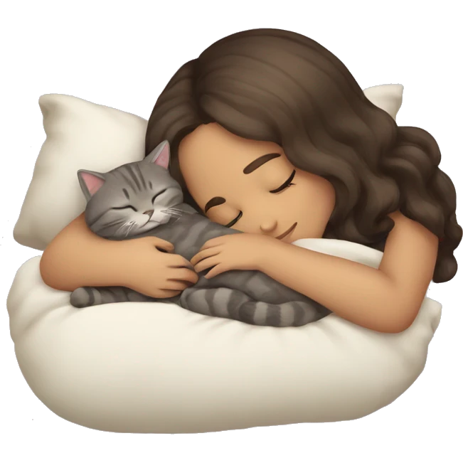 girl sleeping with her scottish fold cat emoji
