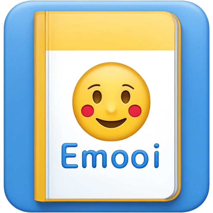 A textbook with the word 'emoji' written on the cover emoji
