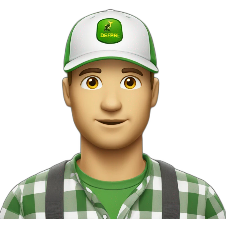 white man with john-deere logo cap emoji