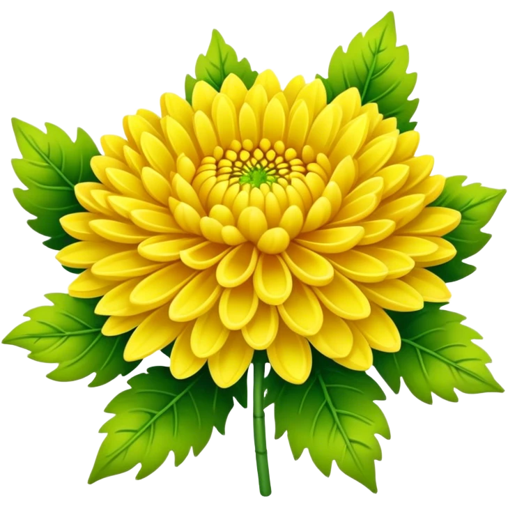 big bouquet Bright Yellow Chrysanthemum, luxuriant, leaf, bud emoji