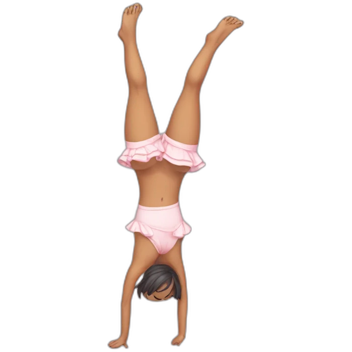 fullbody dress handstand panties cute adorable nice emote emoji