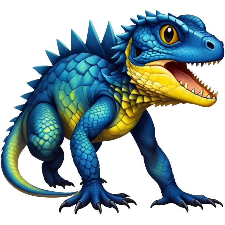  Cool Edgy dark blue-yellow-black-gradient ethereal badass Reptile-Vernid-Trico-animal-creature full body  emoji