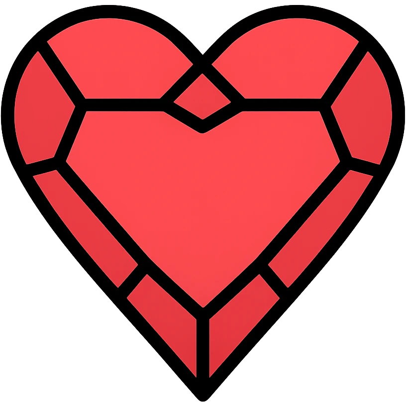 red diamond heart icon with color outline emoji