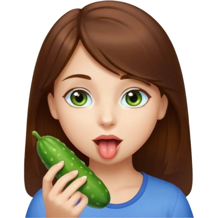 I want a brown hair, blue eyes girl. Holding and licking cucumbers emoji