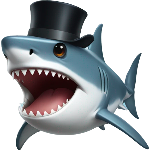 Shark with a top hat emoji
