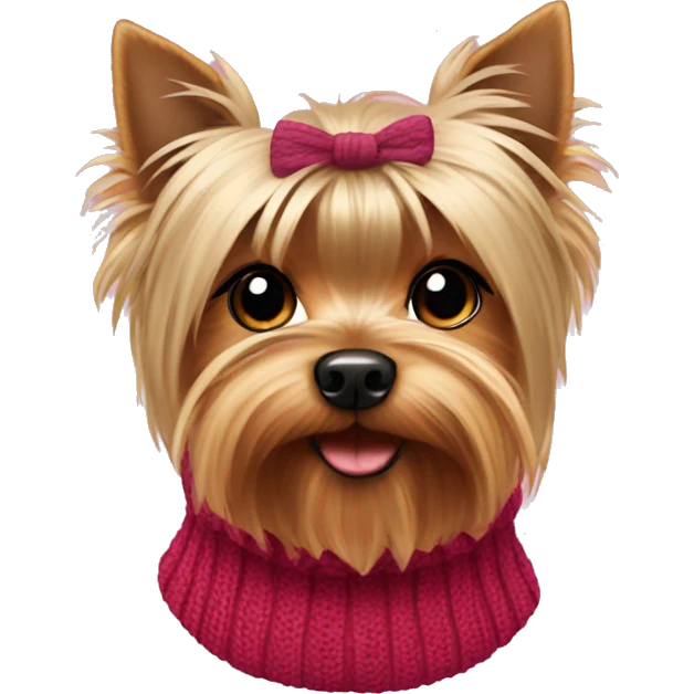 Yorkshire terrier with sweater on and bow  emoji