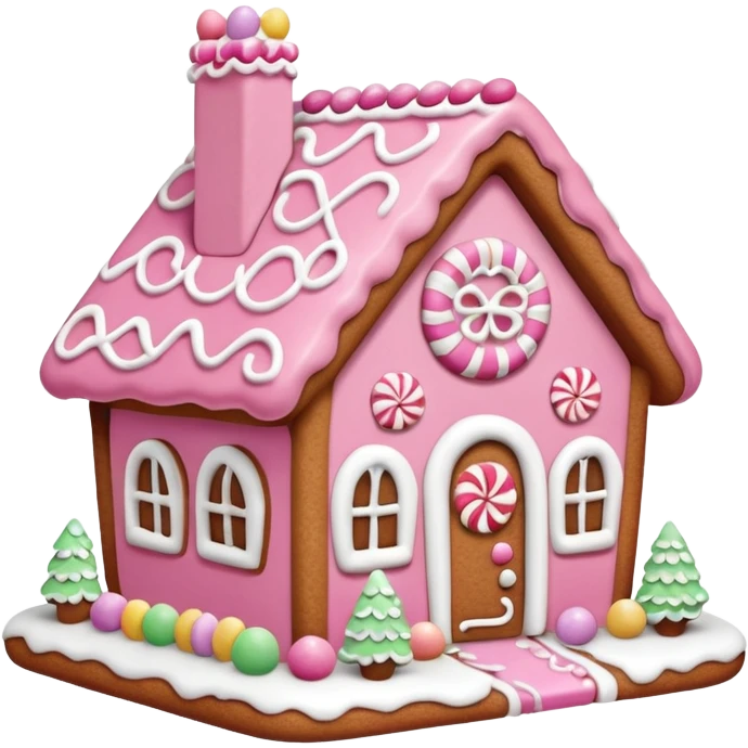 Cute pink gingerbread house emoji