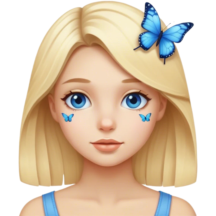 Blonde girl with blue butterflies  emoji