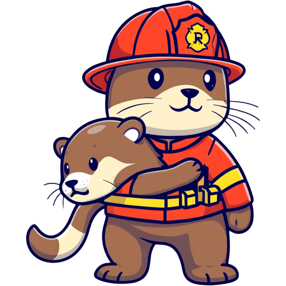 brave otter firefighter rescuing someone emoji