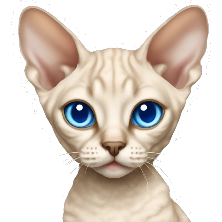 Beige Devon Rex cat blue eyes  emoji