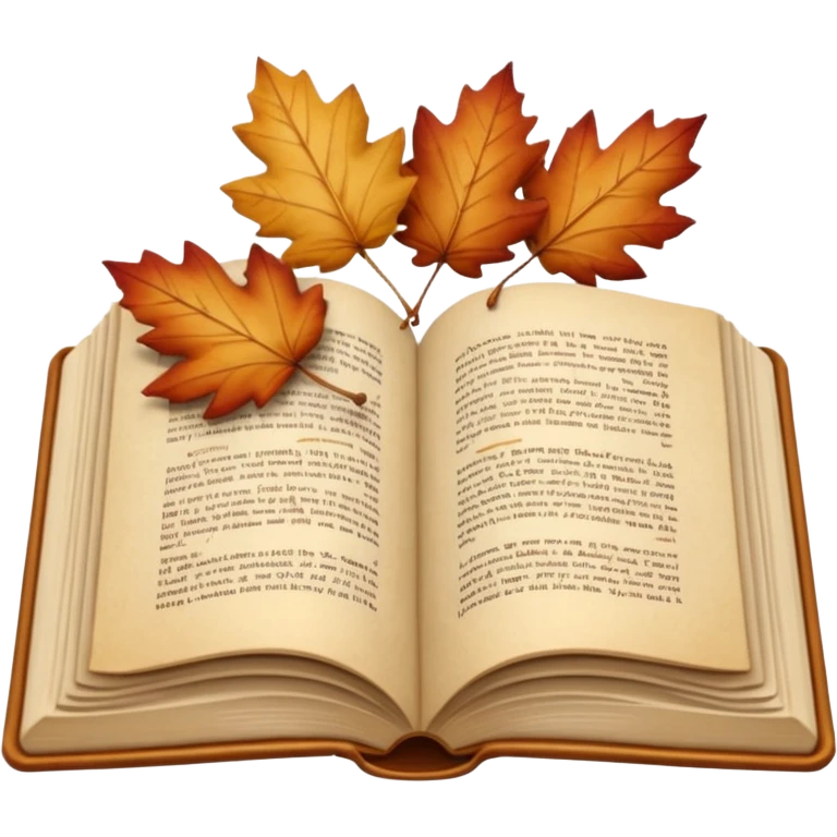 beige autumn open book with leaves on it emoji