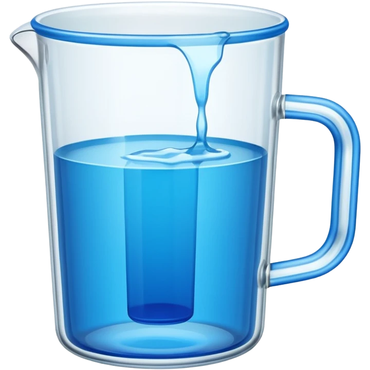 A large clear glass mug with a bright blue liquid inside. Mug had no curve to it, up and down with ridges. Similar to a beer mug. For a drink called a trashcan. Not a pitcher with a spout. Make the mug thicker and white/clear, not blue emoji