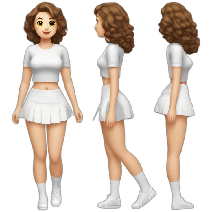 full-body-caucasian-curvy-beauty-наклоняется к земле-short-black-skirt-back-and-front-views-strong-wind-knickers-long-white-socks emoji