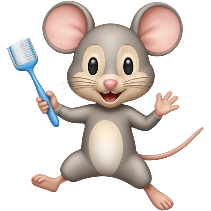 Creat an emoji for jerry jumping and holding toothbrush emoji