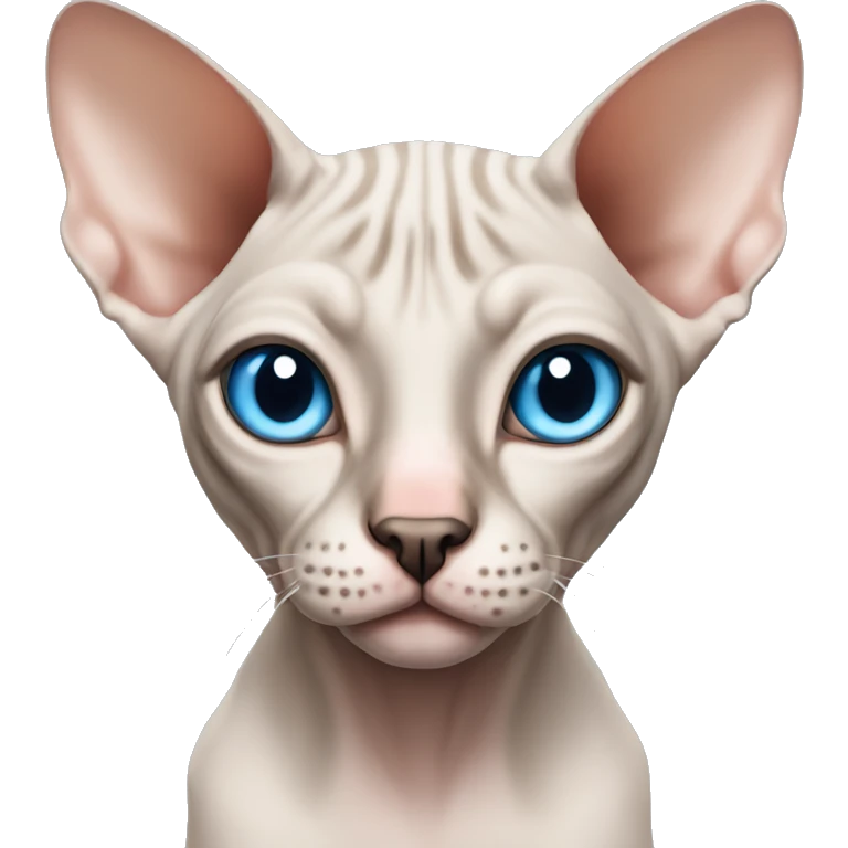 sphynx cat with black spot between his eyes blue eyes emoji
