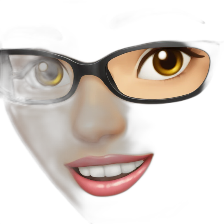 Megan Fox sonriente con lentes y bebé emoji