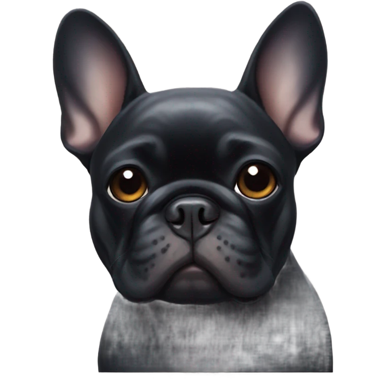 Black French bulldog with black bat wings emoji