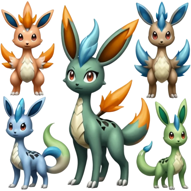 Meloetta-Zygarde-Flareon-Cresselia-Palkia-Dialga-Electrike-Manectric-Fakémon-fusion, full body emoji