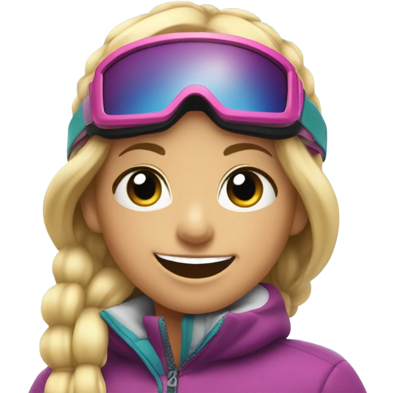 Blonde smiley girl skiing emoji  emoji