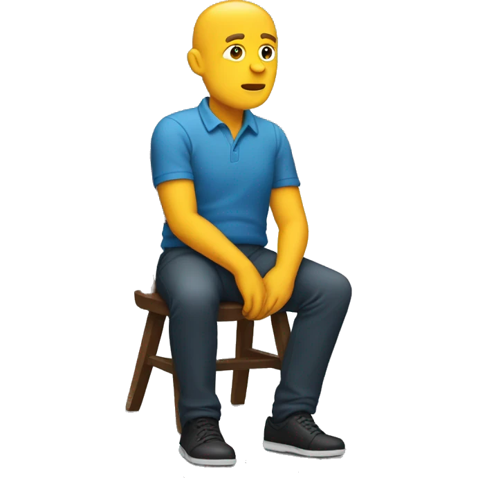 Man with legs crossed watching emoji