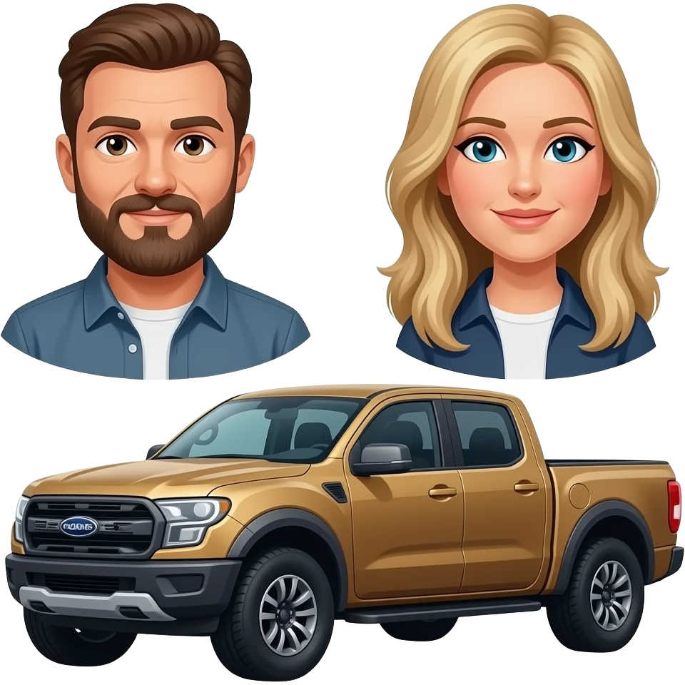 4 door sxs Polaris ranger dad with beard laying on top being silly and blonde long hair mom driving emoji