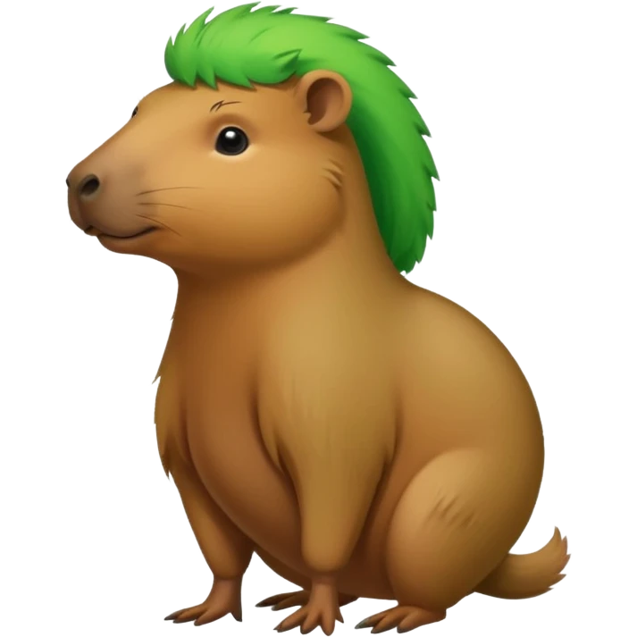 Capybara with green head hair, standing emoji