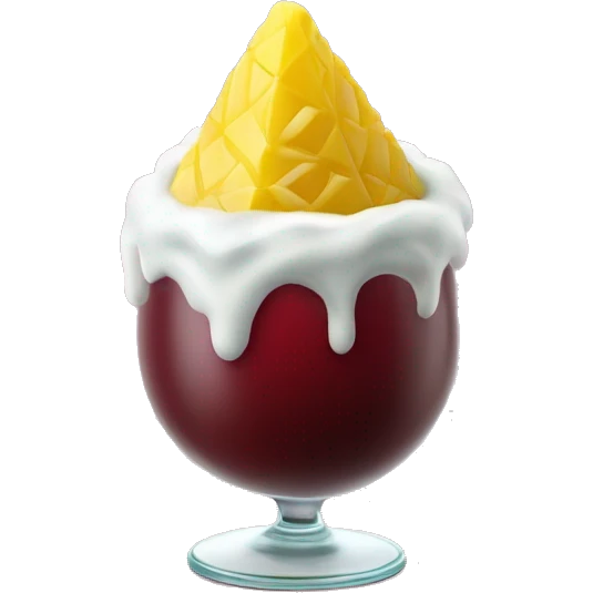 trago chileno que tiene un poco de granadina en la base, vino blanco y helado de piña en la superficie del vaso. Se toma con bombilla emoji