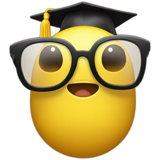 yellow-emoji-head-with-glasses-and-with-mortarboard-on-its-head emoji