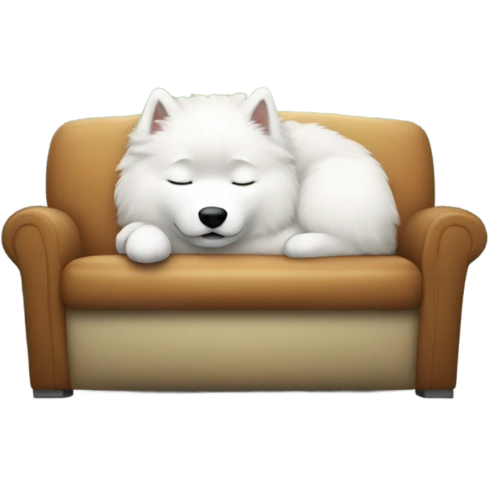 Samoyed sleeping in the coach  emoji