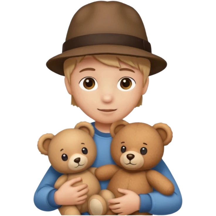 kid wearing hat with teddy bear  emoji