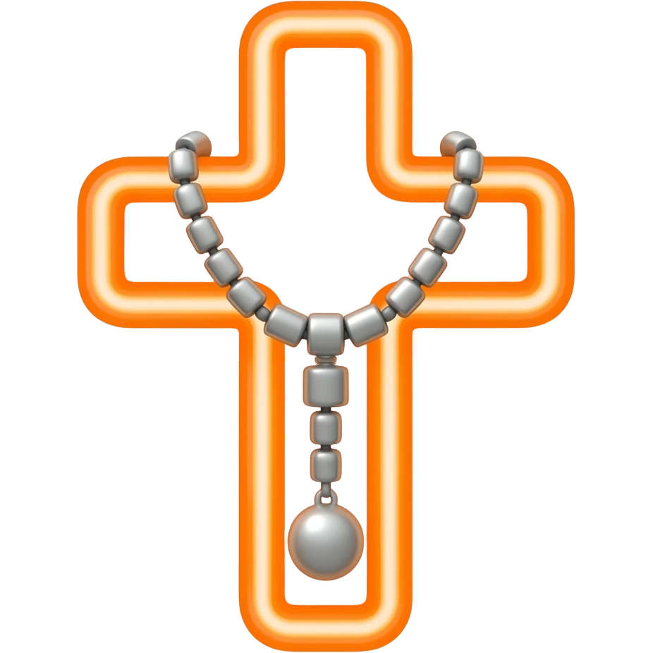 cruz sagrada Bright Orange SPECN-AL1-BRI neon brilhante com rosário Bright Orange SPECN-AL1-BRI neon  brilhante sem pessoa pendurada emoji