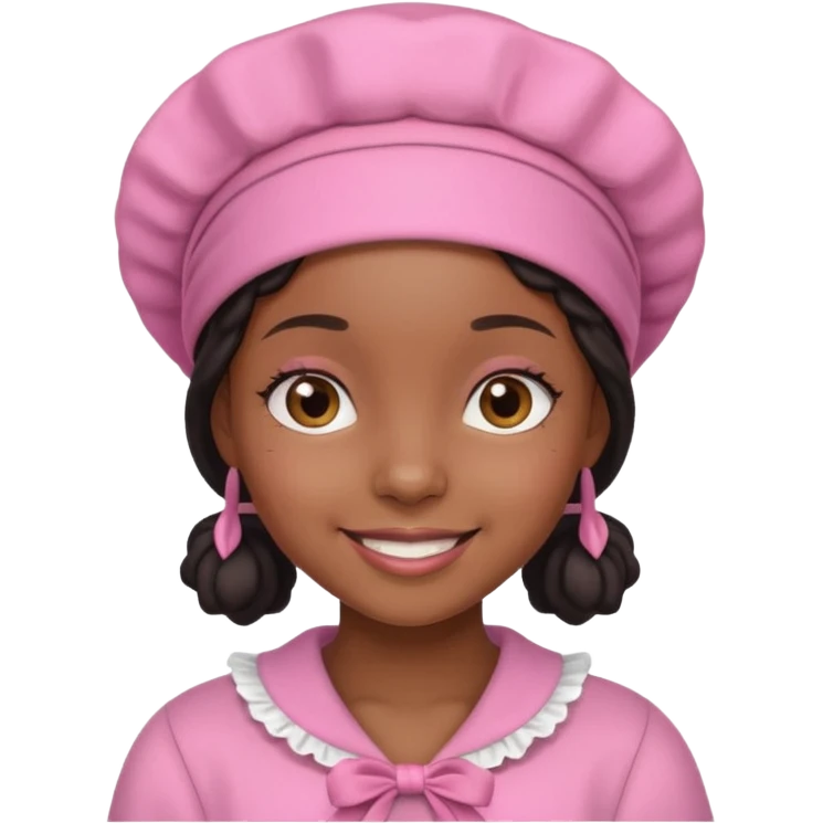 Black girl with pink bonnet emoji