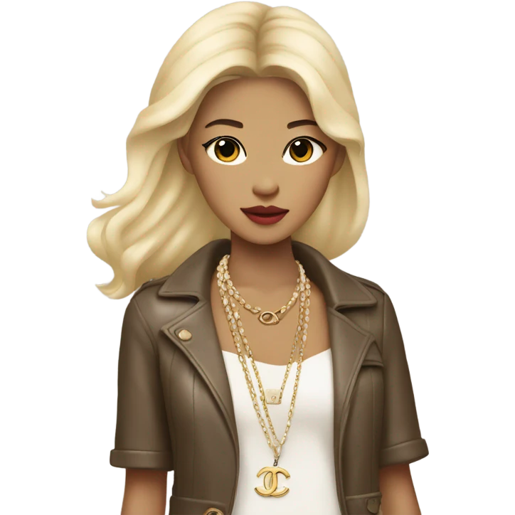 Blonde Chanel Asian Girl with Birkin bag and Chanel necklace emoji