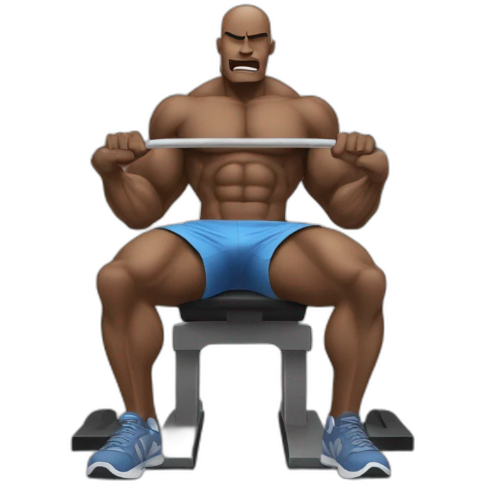 A jacked man doing bench press emoji