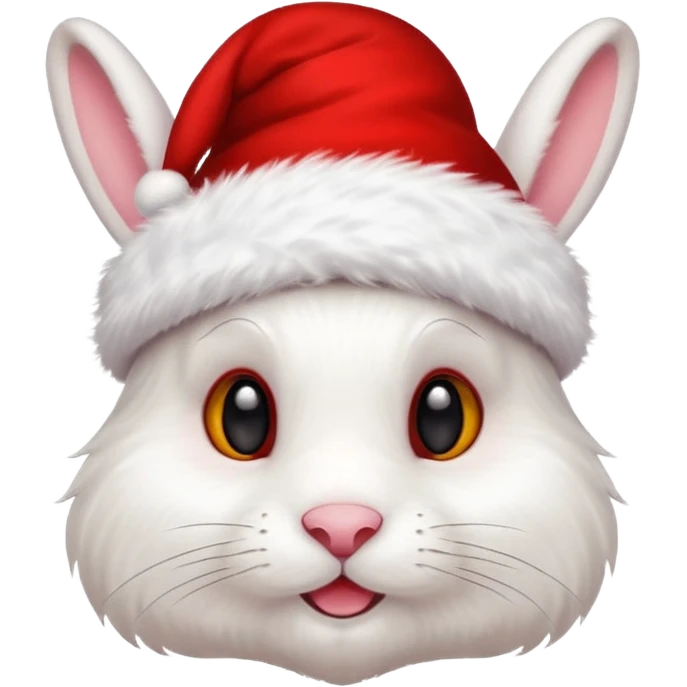 white rabbit with ears in a christmas hat emoji