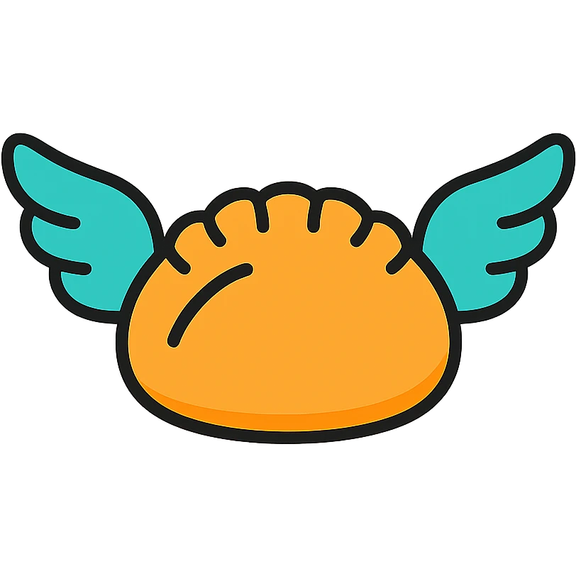 dumpling with wings emoji