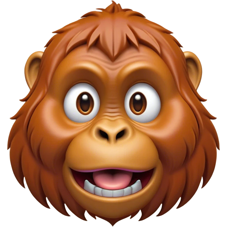 Cinematic Comical Orangutan Portrait Emoji, Head tilted dramatically with an exaggeratedly shocked expression, featuring a robust, animated face with wide, comically expressive eyes full of humorous disbelief, Simplified yet hilariously expressive features, highly detailed, glowing with a slightly sassy glow, high shine, dramatic yet playful, stylized with an air of quirky jungle attitude, soft glowing outline, capturing the essence of a meme-worthy orangutan that looks ready to side-eye its way into viral fame! emoji