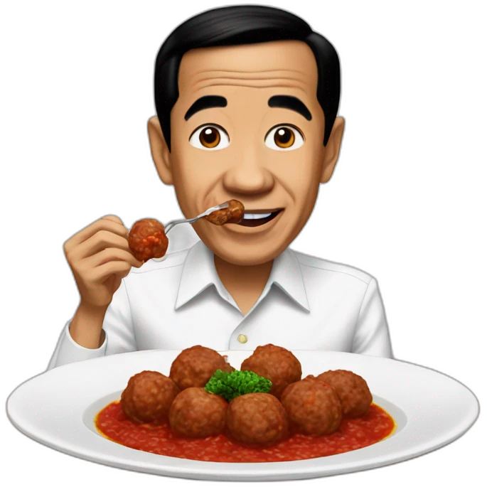 Jokowi eats meatballs emoji