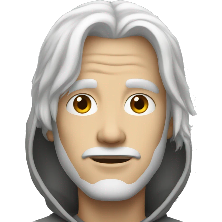 White man with white hair wearing a hoodie emoji