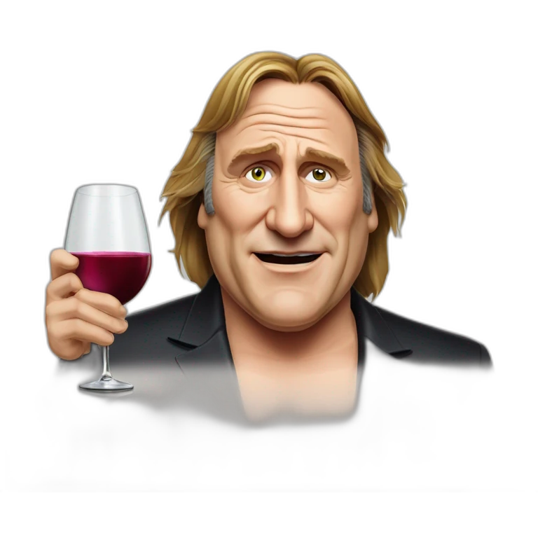 Gérard Depardieu with glass if wine emoji