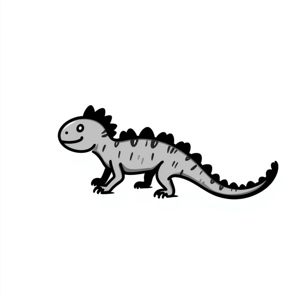 Hand-drawn iguana with spiky back and long tail emoji