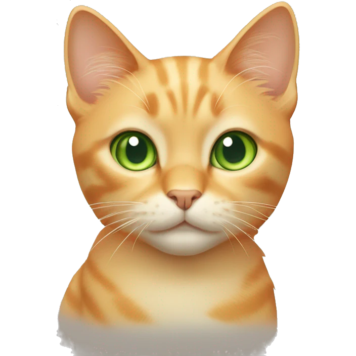 light orange/cream colored cat with green eyes and tipped left ear emoji