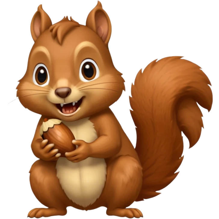long toothed squirrel eats acorn, panicking in fear emoji