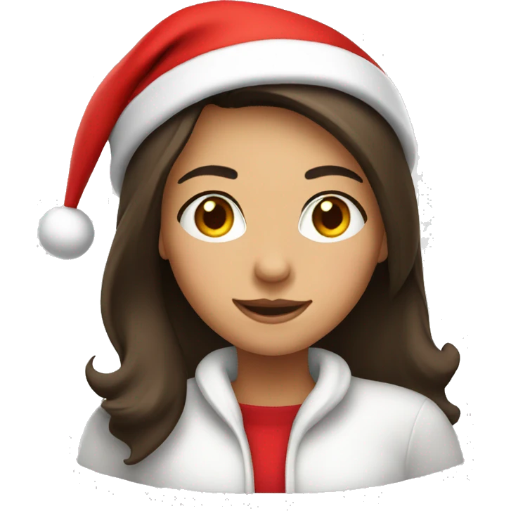 Brunette girl wearing Santa hat emoji