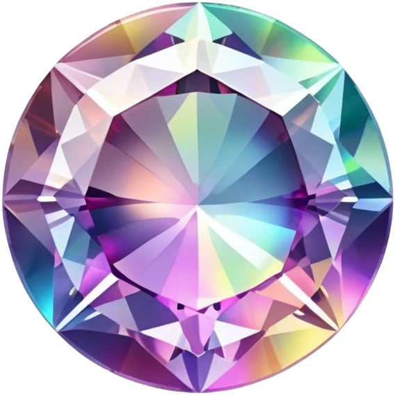 Brilliant round cut mystic quartz crystal with holographic color shifts and faceted edges emoji