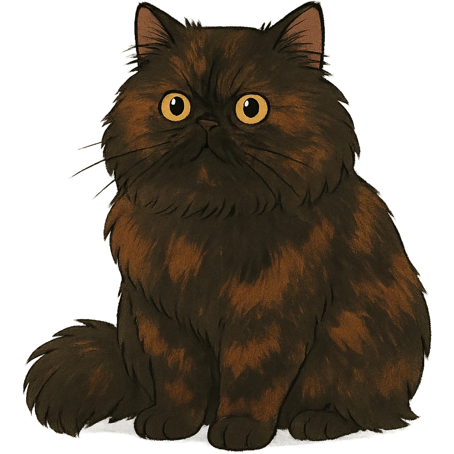 Persian cat with chocolate tortoiseshell fur in ghibli style emoji