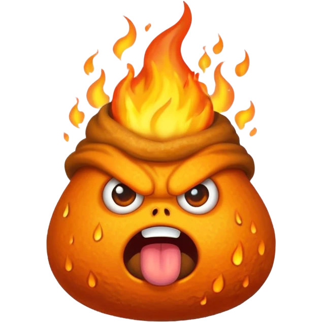 Super angry flaming poop emoji